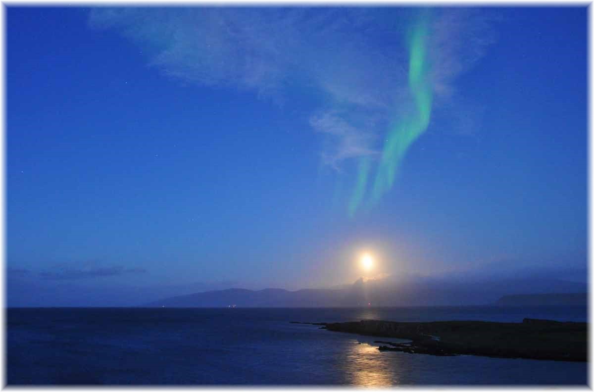 Island, Westfjorde, Hrtafjrur, Polarlicht