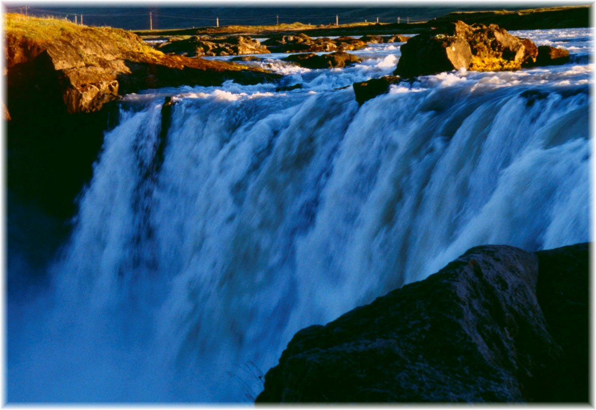 Island, Abendlicht am Godafoss