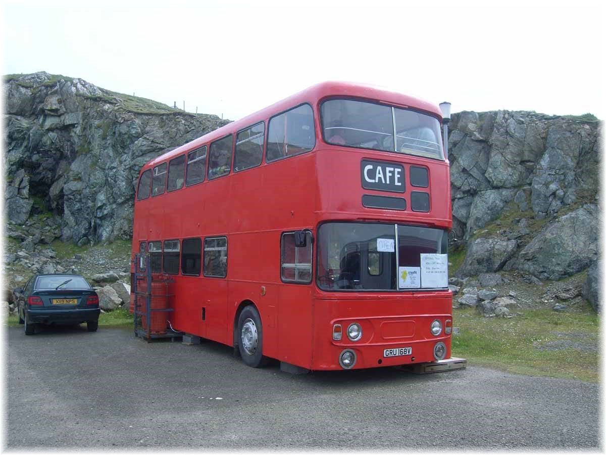 Nordseeküstenradweg, North Sea Cycle Route, Schottland, Shetlands, Bus-Café auf Unst