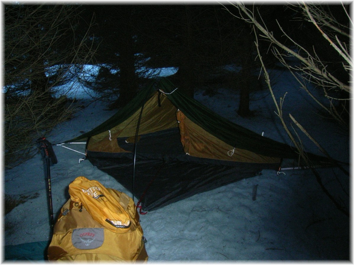 Exped Vela 1 im verschneiten Wald